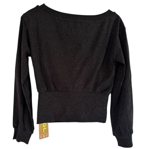 NWT OGL Non Itchy Wool Blend Boatneck Brami Long Sleeve Heather Black Size Small - Picture 6 of 9